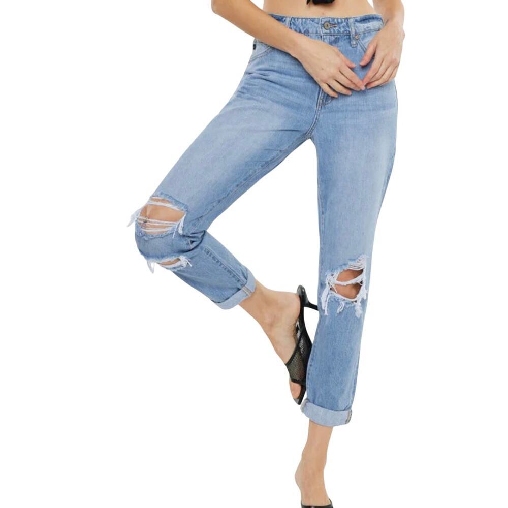 Kancan High Rise Mom Jeans Women's Size 15‎ 31 (31x 26) cropped distressed 1256